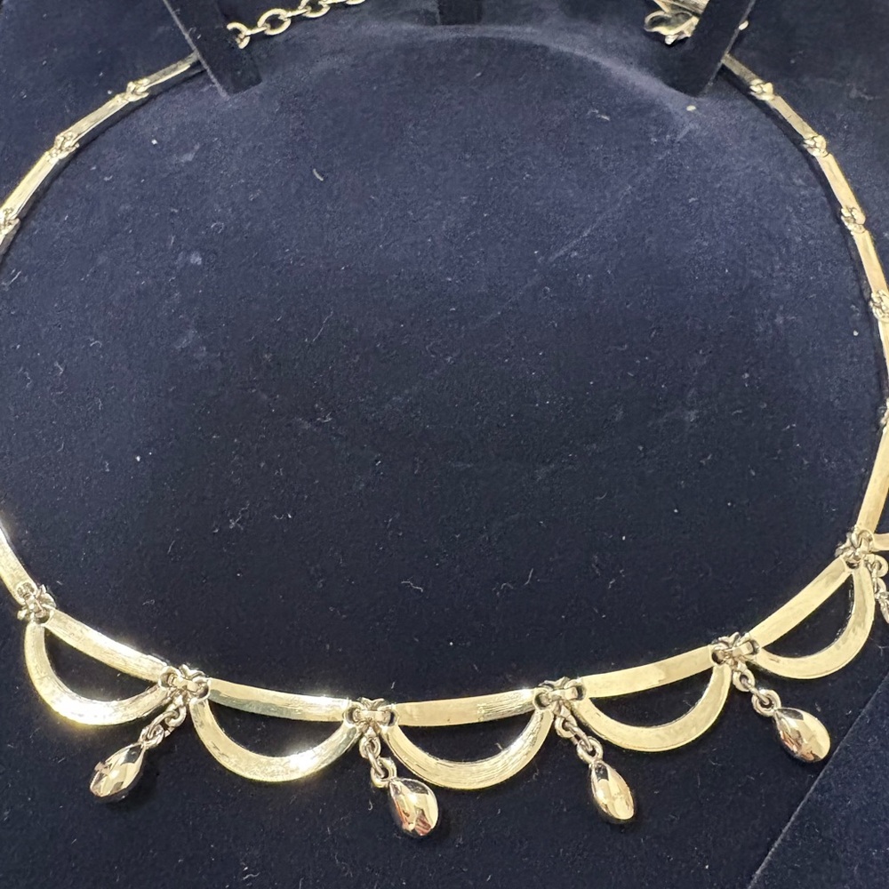 Swarovski Gold Festoon Necklace with Decorative Drops